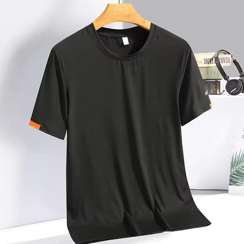 Men's Summer Sports Breathable T-shirt New Fashion Round Neck Simple Running Fitness Suit Thin Oversized Quick Drying Tee Shirts