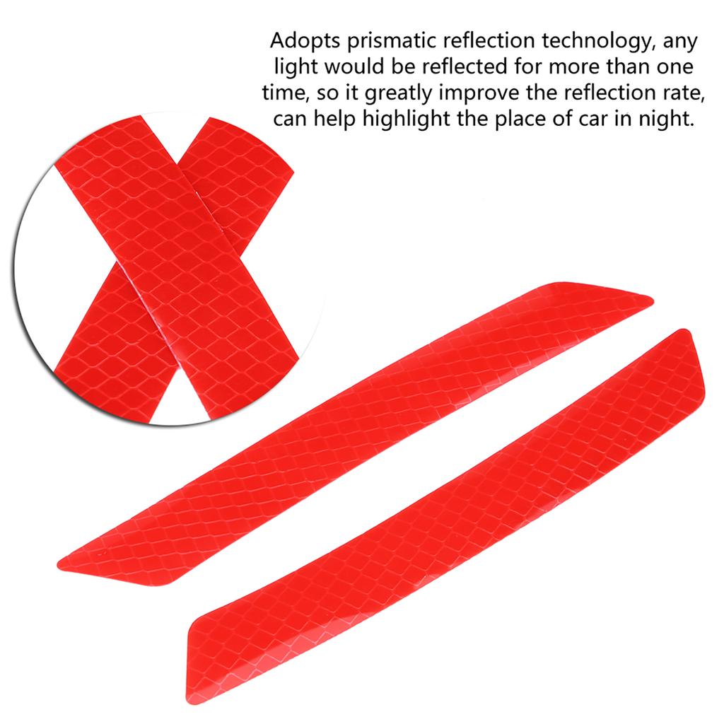 4Pcs Car Wheel Eyebrow Bumper Reflective Safety Warning Strip Tape Sticker Decal Red