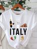Damen T-Shirt Kurzarm Italienische Küche Muster Kreativer Print Sommer Rundhals T-Shirt Damen Freizeitkleidung