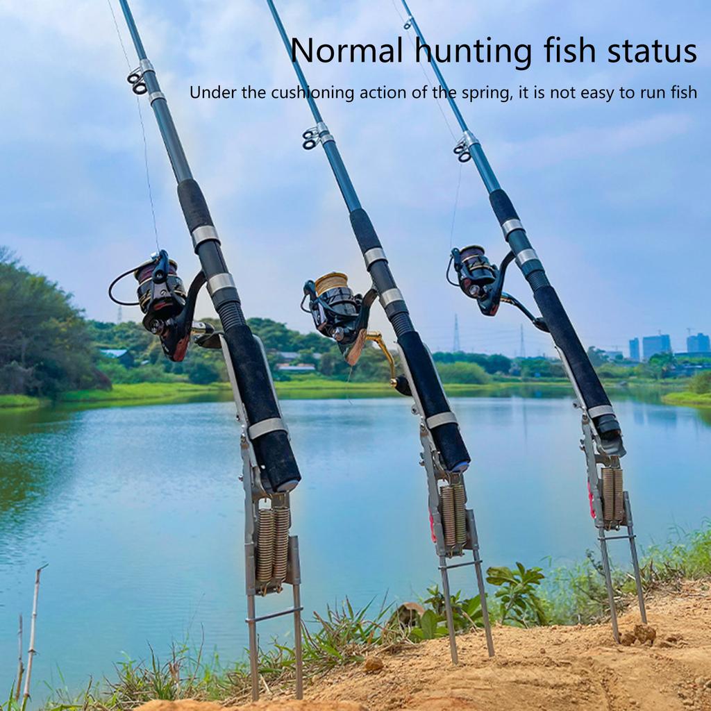 Fishing Rod Ground Holder Base Spring Fish Poles Bracket Adjustable Fishing Bracket Automatic Spring Fishing Rod Holder