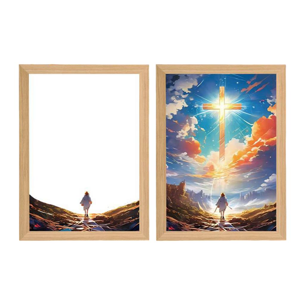 Yousheng LED Jesus Painting Night Light Dimmable Color Temperature Adjustable Decorative Illuminated 4D LED Painting Bedside Lamp