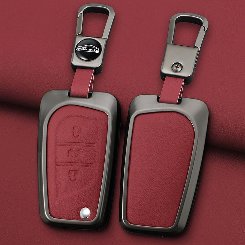 2 3 4 Buttons Car Key Case Cover For Toyota Hilux Corolla Avensis Prado Fortuner Rav4 Zinc Alloy Leather Flip Remote Protection