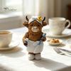 Creative Resin Craft Figure Bathroom Highland Cow Figurine, in Bathrobe Statue, Cute Healing Style Room Decorations Animal Ornament for Farmhouse Home
