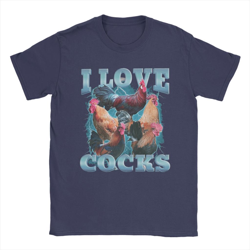 I Love Cocks Funny Roosters Meme T-Shirt Summer  Hipster T Shirts Couple 100 Cotton Crew Neck Plus Size Streetwear Tshirt