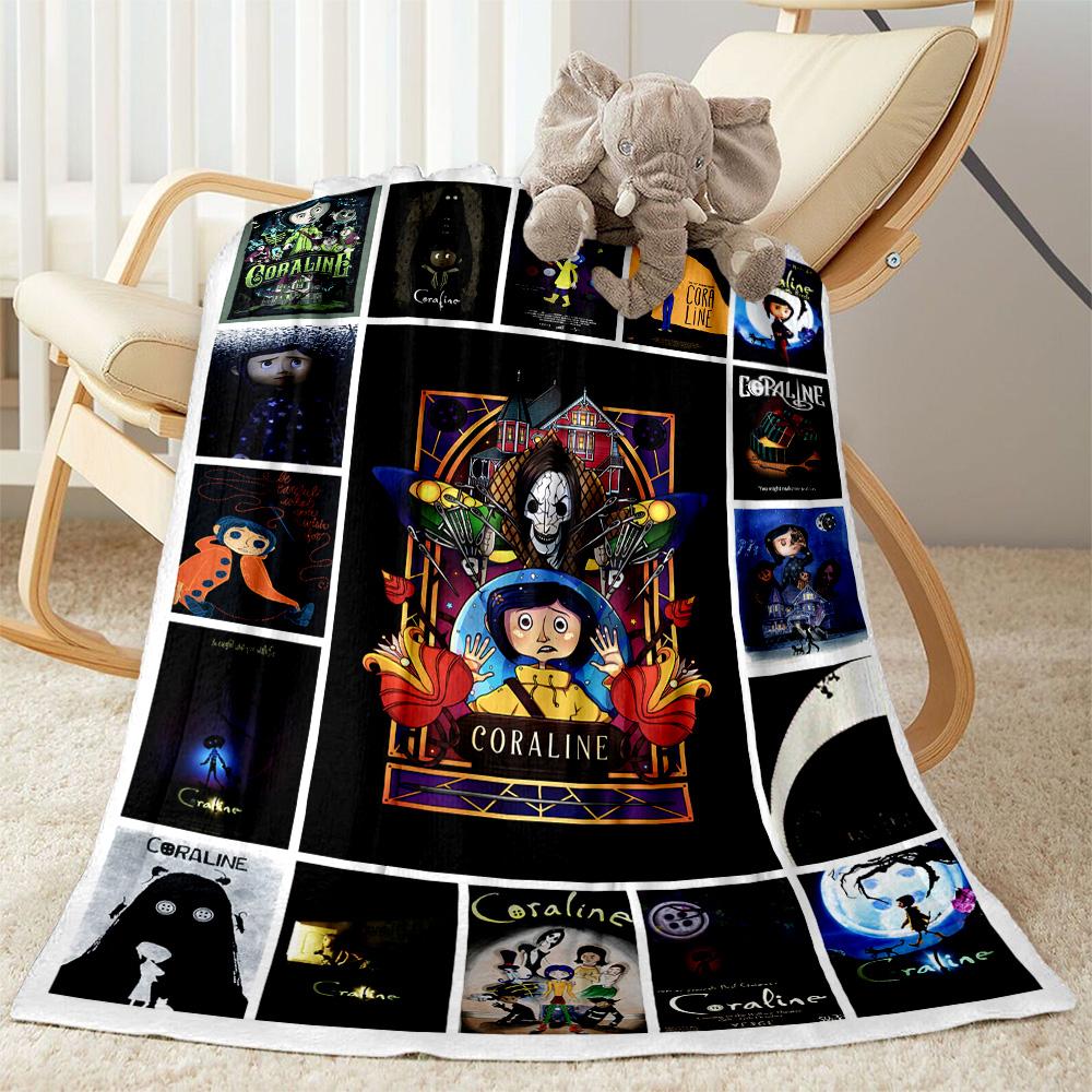 Coraline's Magical Adventure Flannel Blanket-Soft and Suitable for Sofas,Beds,Offices,Travel,All Seasons,Great Gift for Holidays and Birthdays.