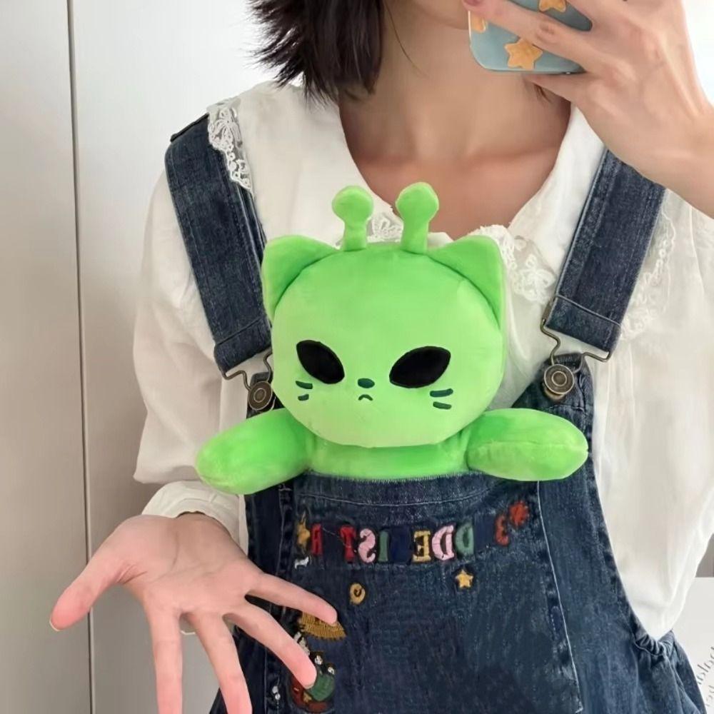 Stuffed Animal Kitten Plushie Dolls Green Space Cat Plushie Alien Cat Plush Toy for Friends