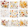 6PCS Orange Flowers Print Swedish Dishcloths Eco-Friendly Kitchen Rags Absorbent Dish Towels Reusable Washable Cleaning Cloths
