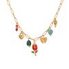 GEMCHIC Women's Fashion Flower Stainless Steel Pendant Necklace with Natural Stone Beads