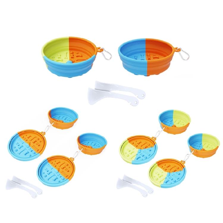 Foldable Silicone Bowl for Pet Outdoor Travel Bowl Dog Food Water Bowl 2pcs Portable Dog Bowl with Hook Cats Dishware