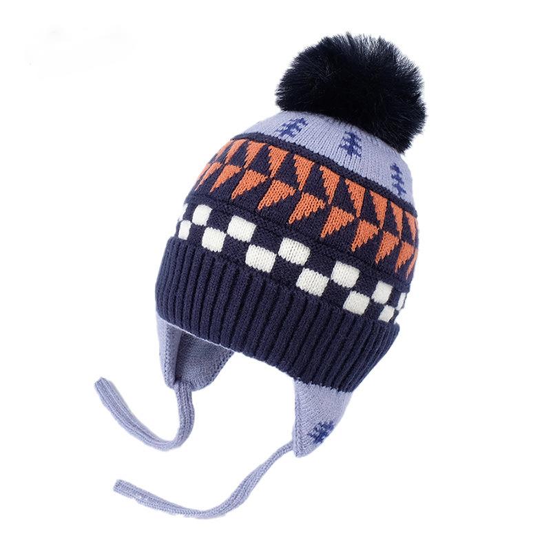 

Jacquard tree ear protection hat Winter ear protection hat Middle children s wool hat Windproof knitted children s knitted hat