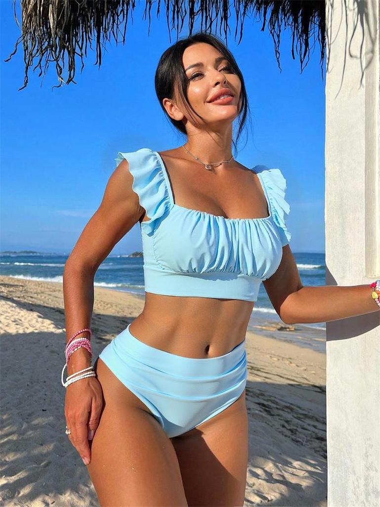 2025 Women's Ruffled Print Two-Piece Bikini Swimsuit