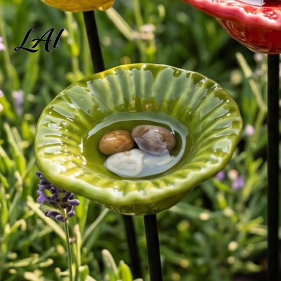 Backyard Bee Bath Station Ceramic Watering Station Garden Flower Stake Butterfly Water Weather Resistant Hydration Tool Feeder Pollinator
