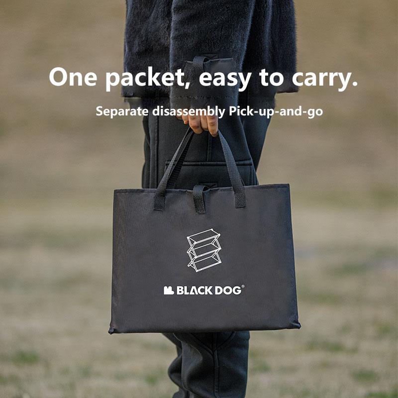 Blackdog Portable Shelf Dining Table Top Table Load Capacity 30kg Carbon Steel Three Shelves Folding Camping Storage