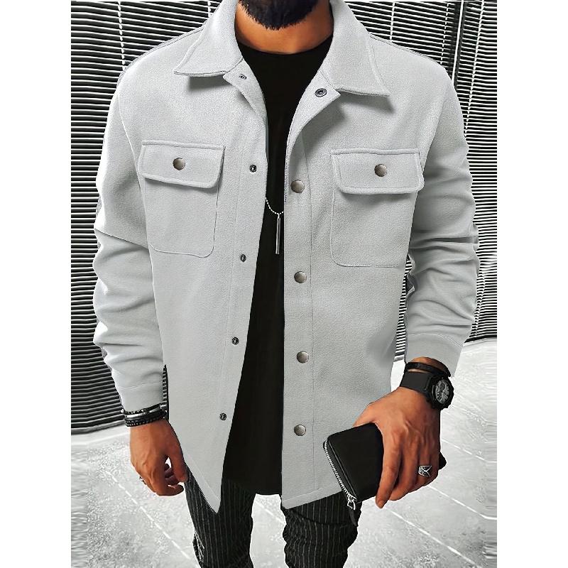 New Style Men's Turn-down Collar Jacket, Loose-fitting Casual Corduroy Work Jacket for Men