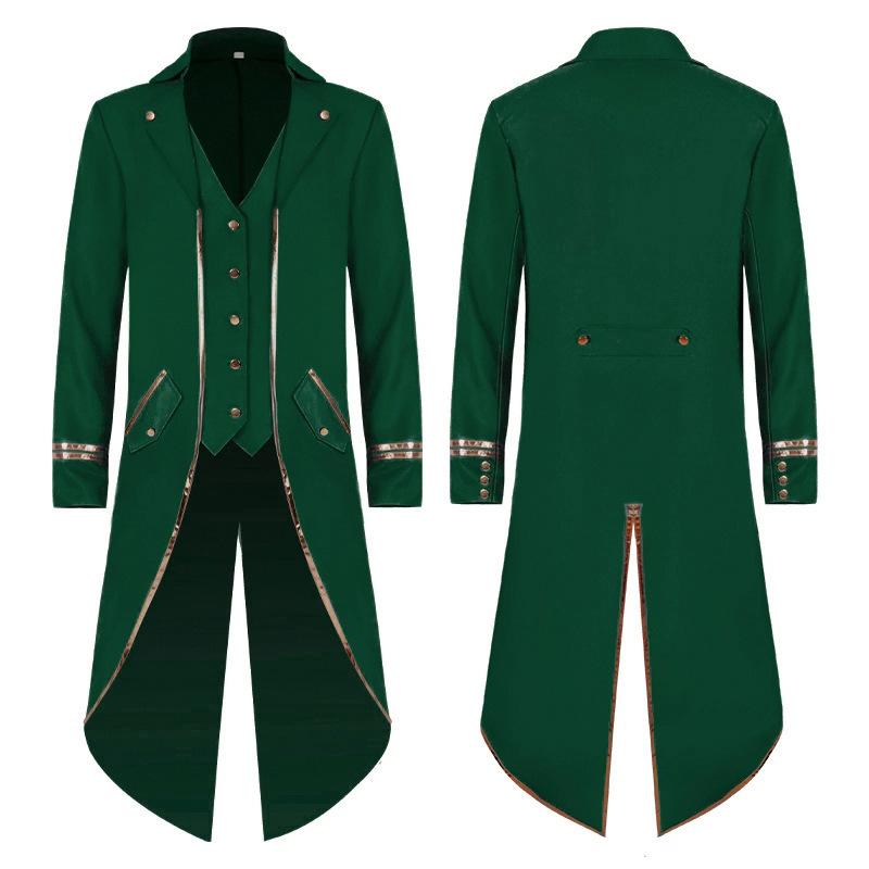 Men Medieval Victorian Costume Tuxedo Gentlema Tailcoat Gothic Steampunk Trench Coat Frock Outfit Overcoat Uniform for Men