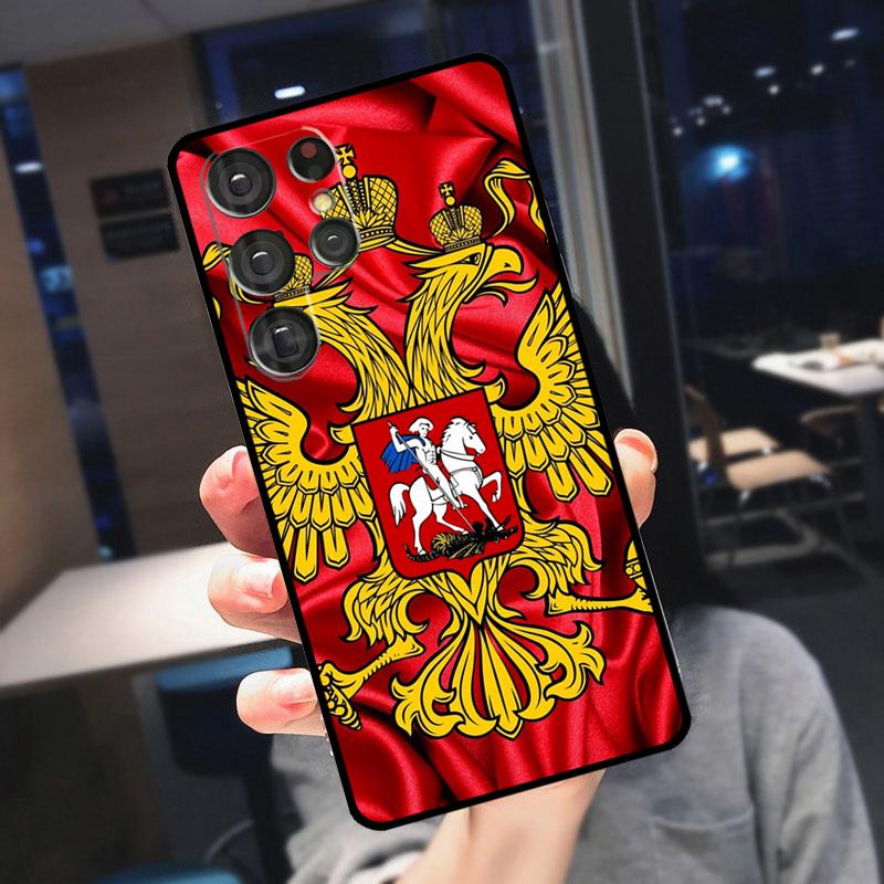 Russia Coat Of Arms Eagle Flag Cover For Samsung Galaxy S23 S24 S25 Ultra S21 S22 S20 S9 S10 Plus S21 FE S24 FE Phone Case