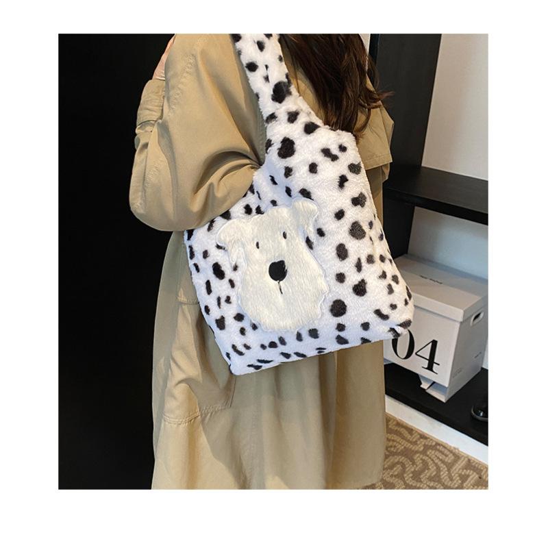 Tooxika Autumn And Winter High-grade Fur Bag Leopard Print Underarm Bag Fashionable Plush Puppy Shoulder Bag