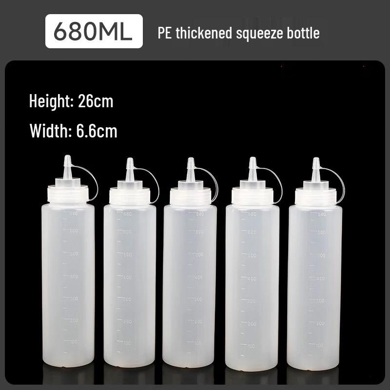 Miaojiayi 680ml Food-Grade Plastic Squeeze Bottles (10-Pack)