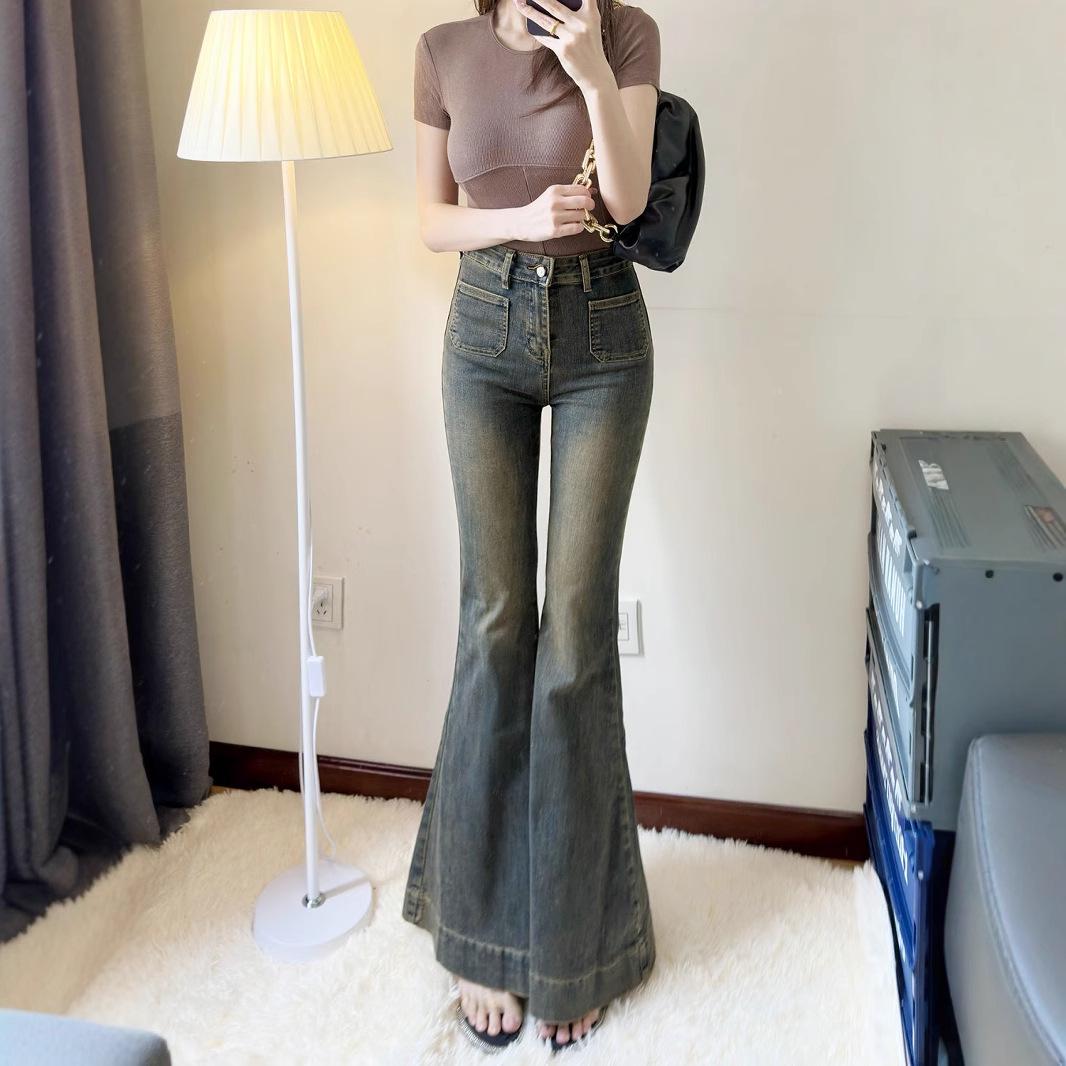 

2025 Spring/Autumn Retro Fishtail High-Waist Slimming Women s Jeans XL