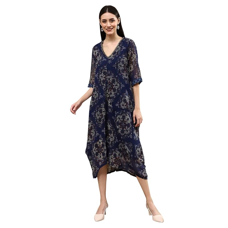 Biba Women Georgette Printed Asymmetric Dress