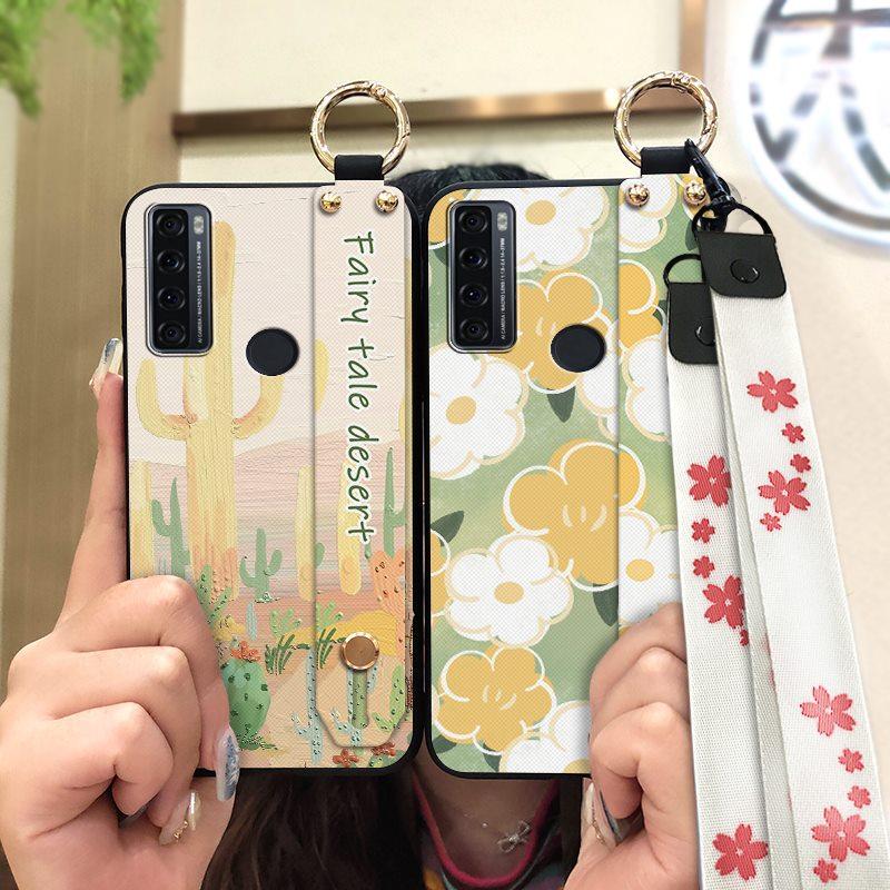 Oil Painting Fashion Design Phone Case For TCL 20 SE Anti-knock Dirt-resistant Durable Kickstand Wristband Wrist Strap