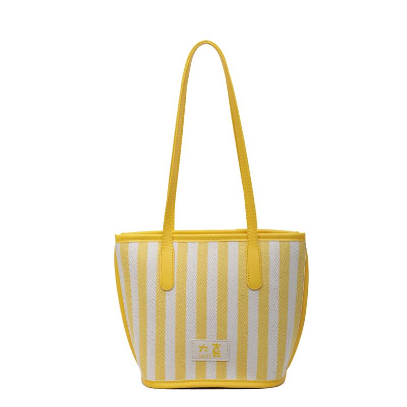 

New Large Capacity Zipper Striped Canvas Women s Shoulder Bags 2026 High Quality Fashi Pu Super Cool Casual Sweet Tote Bags