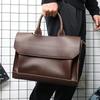 TS JYL Laptop bag,Vintage Crazy Horse Leather Briefcase Business Men Laptop Shoulder Bag