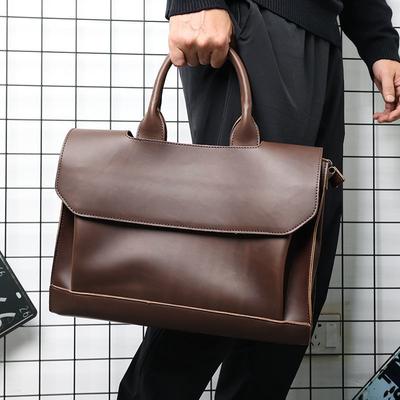 JYL Laptop bag,Vintage Crazy Horse Leather Briefcase Business Men Laptop Shoulder Bag