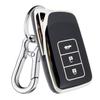 Lexus Compatible TPU Smart Key Case Key Cover with Golden Vertical for RX450hL GYL26W NX NX200t NX300 AGZ10 AGZ15 [FRACTAL CREATION] Carabiner, Edge,