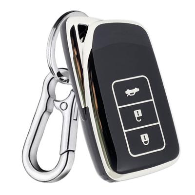 Lexus Compatible TPU Smart Key Case Key Cover with Golden Vertical for RX450hL GYL26W NX NX200t NX300 AGZ10 AGZ15 [FRACTAL CREATION] Carabiner, Edge,