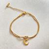 JXJ Jewelry 18k Gold Plated Stainless Steel Letter Pendant Knot Style Trendy Charm Bracelet for Anniversaries