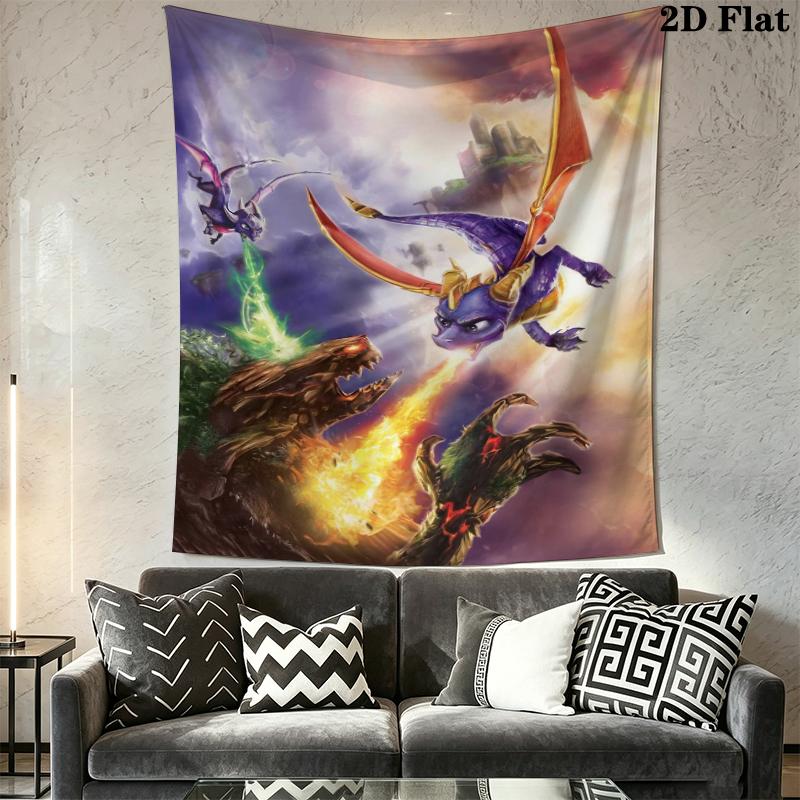 Spyro the Dragon Wall Tapestry Aesthetic Wall Hanging Printed Fabric Blanket Decorative Tapestries for Bedroom Living Room Home Decor