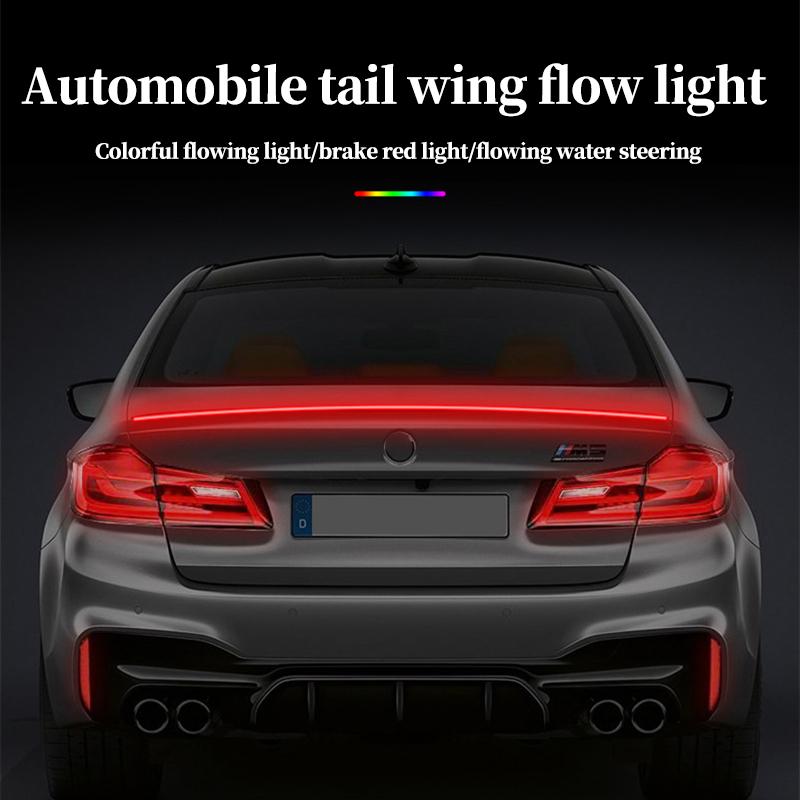 New Car Carbon Fiber Tail Light Modified Trunk Tail Light, Turn Signal Brake Light, Universal LED Iridescent Flow Light