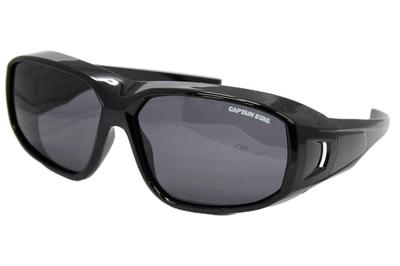 Driving Polarized Sunglasses UV Protection Over Glasses Lightweight Sports Sunglasses Fishing Golf Driving Black Overglasses [Captain Stag] Men's