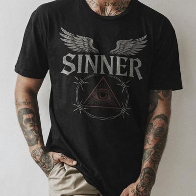 Sinner T Shirt Gothic Dark Aesthetic Occult Streetwear Edgy Grunge Clothing Vintage Stylish Top For Everyday Wear