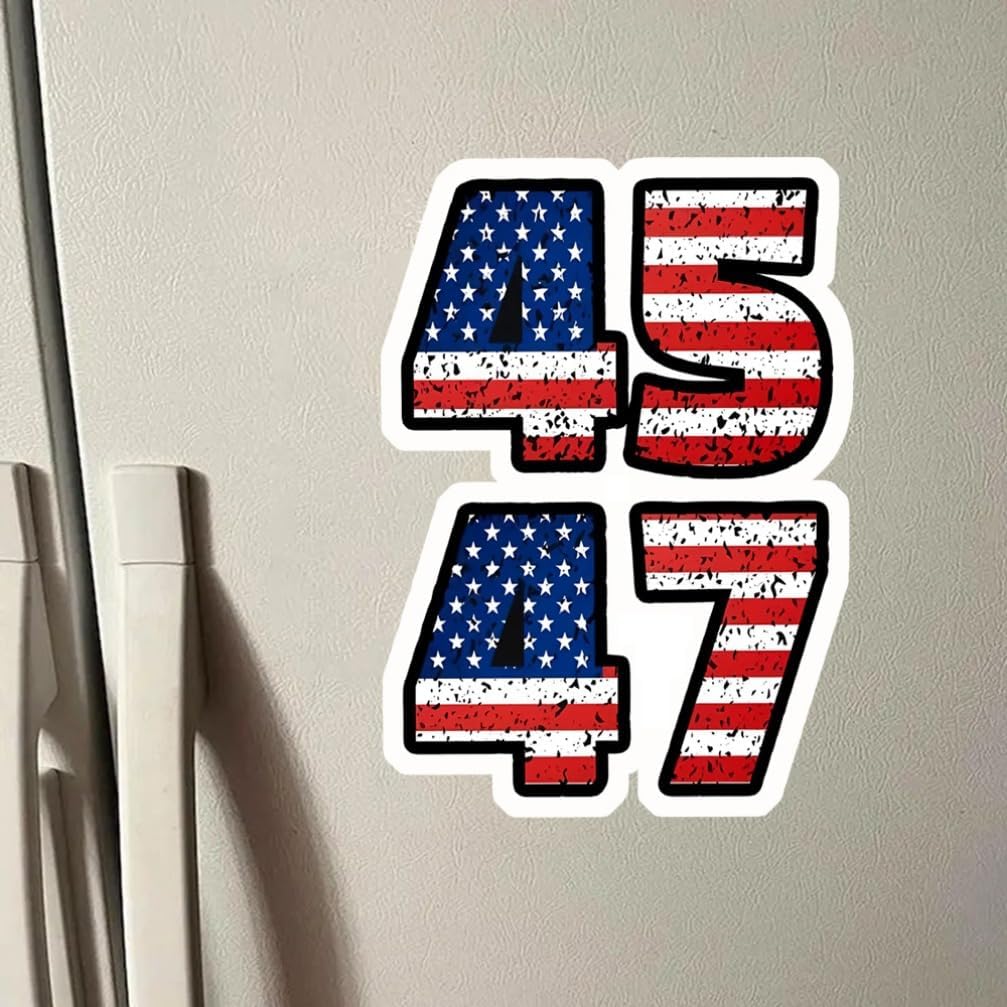 2pc Number 45, 47 with n Flag Design, 3.54''x5.12'' Weatherproof Vinyl Decal for Cars, Tumblers, Laptops, Motorcycles - Show Your Support for