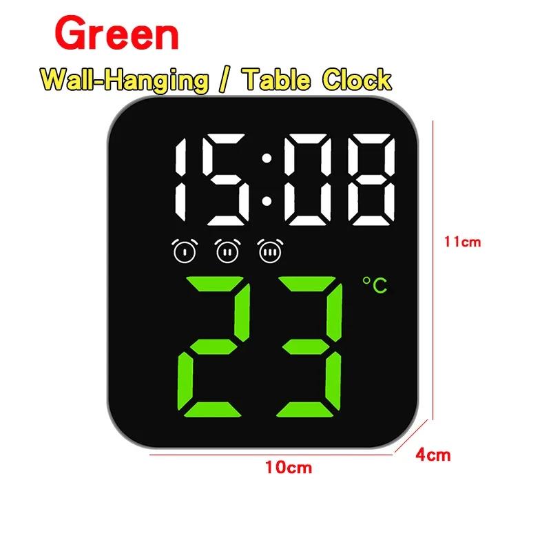 Electronic Wall Clock Temperature Date Table Clock Wall-mounted Dual Alarms Digital LED Clocks for Home Bedroom Voice Control