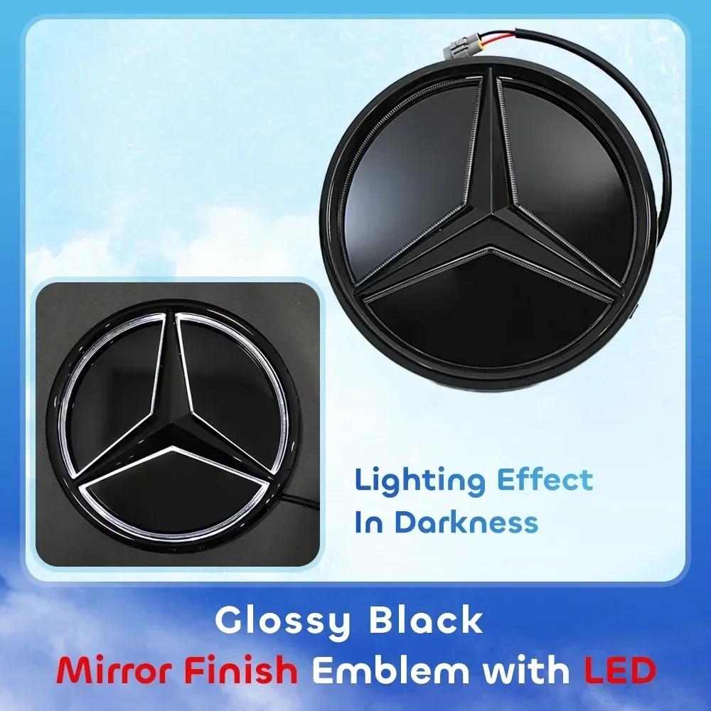 New Hot 2026 Car Front Bumper Grill Star Badge Emblem OE Style 3D Mirror Finish Style LED Logo Emblem For Mercedes Benz GLC250 G
