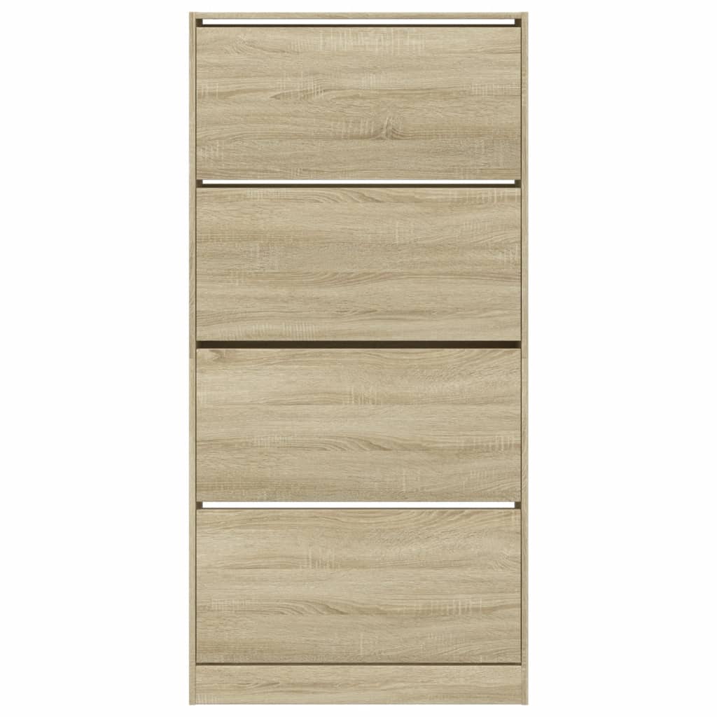 Shoe Cabinet with 4 Doors Sonoma Oak Finish 80 x 21 x 163.5 cm