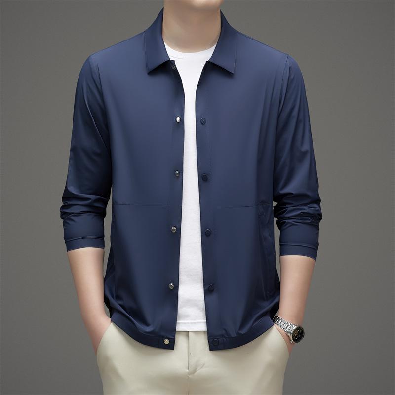 Summer Men's Casual Jacket Fashion Lapel Collar Coat Ice Breathable UV Protection