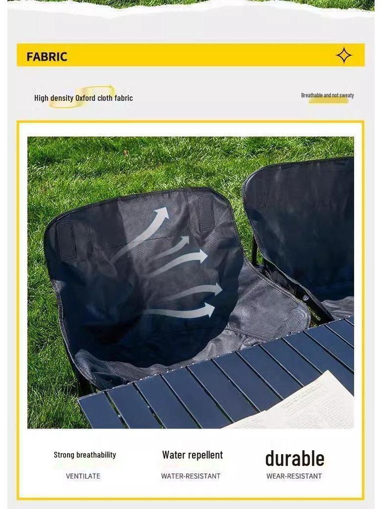 Portable Outdoor Folding Table & Moon Chair Set - Complete Camping & BBQ Gear