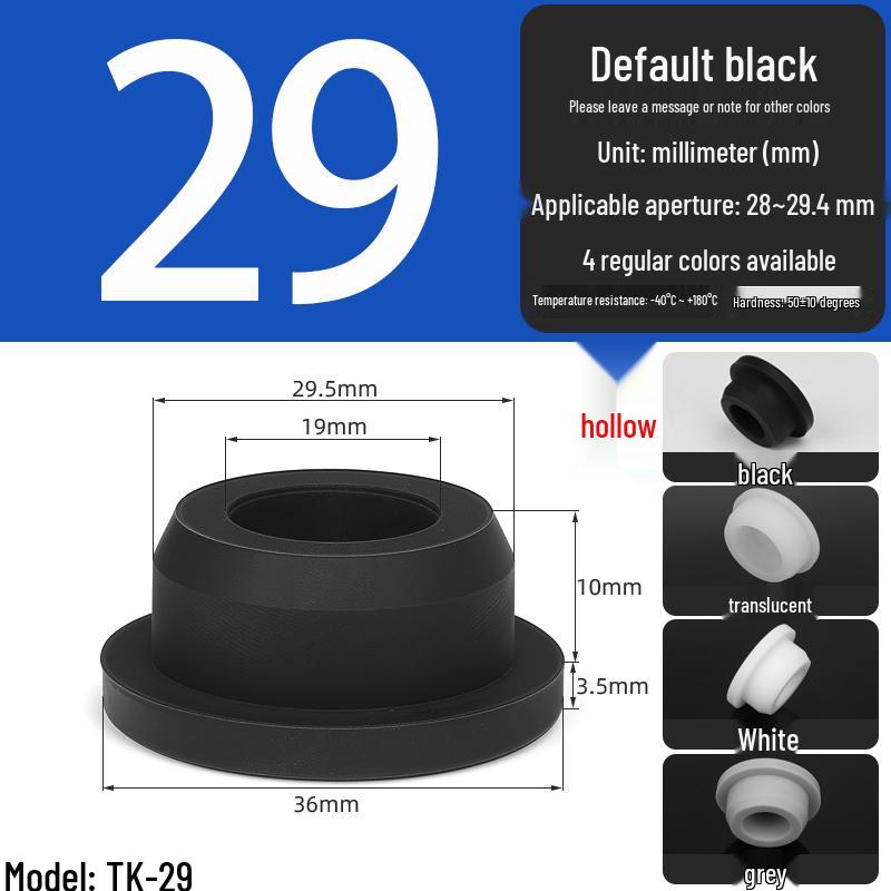 Black High-Temperature Resistant T-Shaped Silicone Stopper - Round Hole Rubber Gasket & Shock-Absorbing Blind Plug