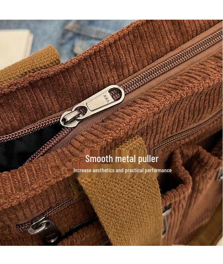 Versatile Large-Capacity Corduroy Shoulder Bag for Women - New Korean Style