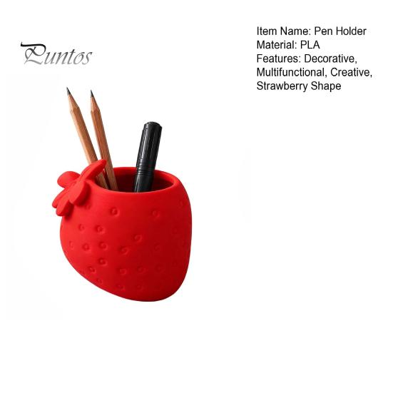 Realistic Fruit Shaped Pen Storage 3D Printed Strawberry Holder, Creative Desktop Organizer for Pencils and Makeup Unique Office Supplies Women