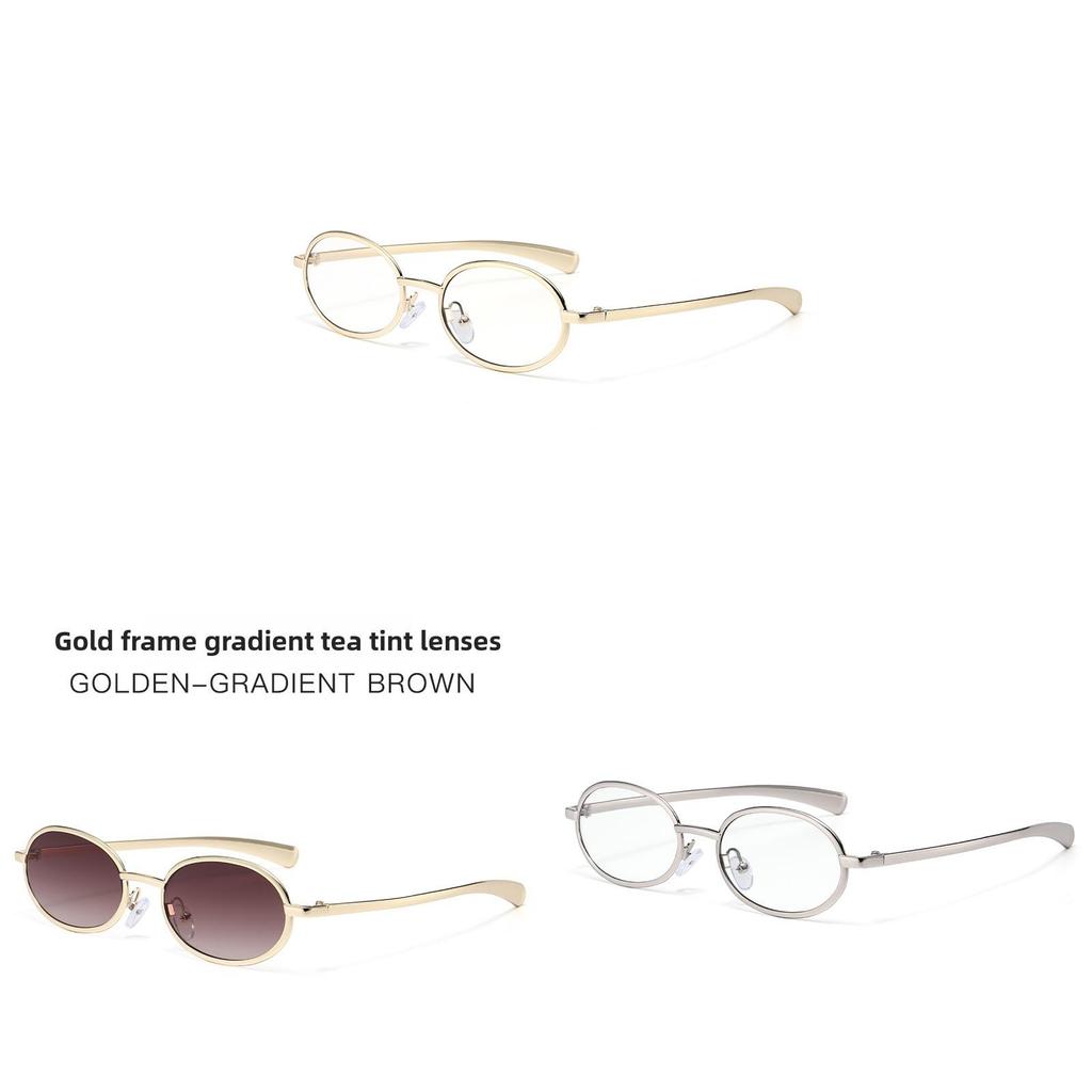 Retro Metal Elliptical Sunglasses With Uv400 For Casual Wear And Travel
