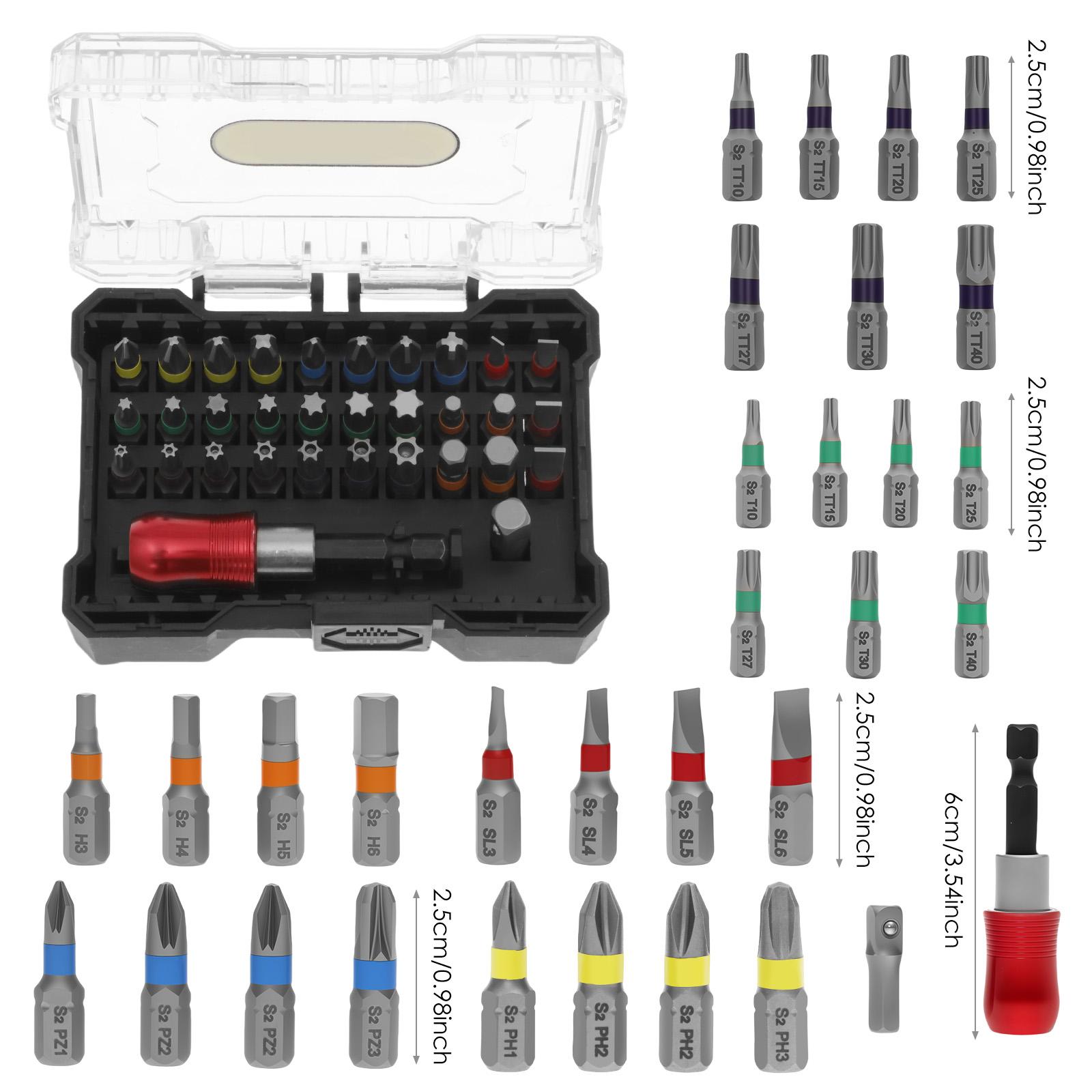 

32PCS Impact Driver Bit S2 Steel with Storage Box Multi Functional Air Screwdriver Bits Set for Industrial Maintenance Household
