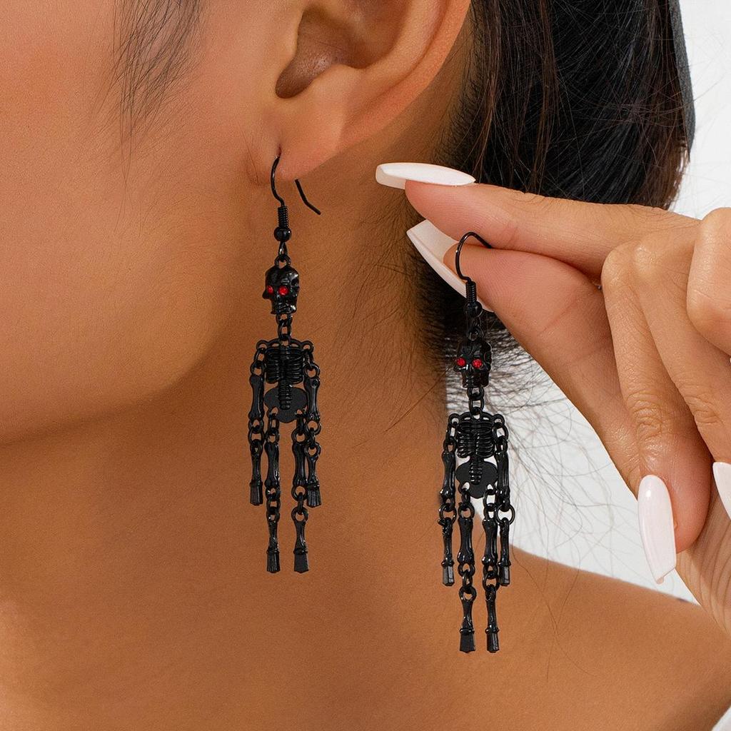 Europäische & Amerikanische Gotische Totenkopf 3D Halloween Ohrringe für Damen