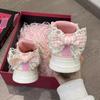 Candy Pink Canvas Shoes for Women Spring Autumn New Designer Causal Lace Bow Platform Women's Vulcanize Shoes