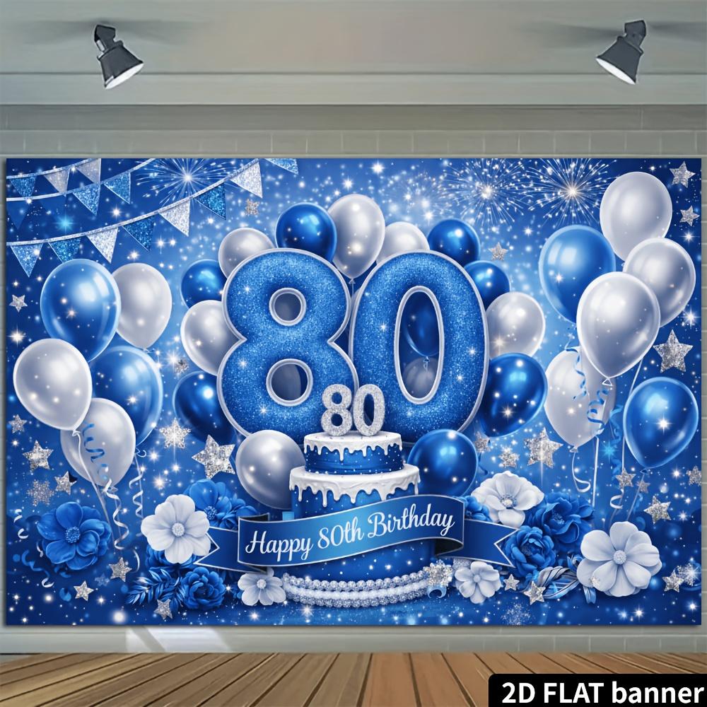 Diseño plano 2D un fondo de banner de 1 pieza para una fiesta de 80 cumpleaños adecuado para reuniones familiares y fiestas al aire libre