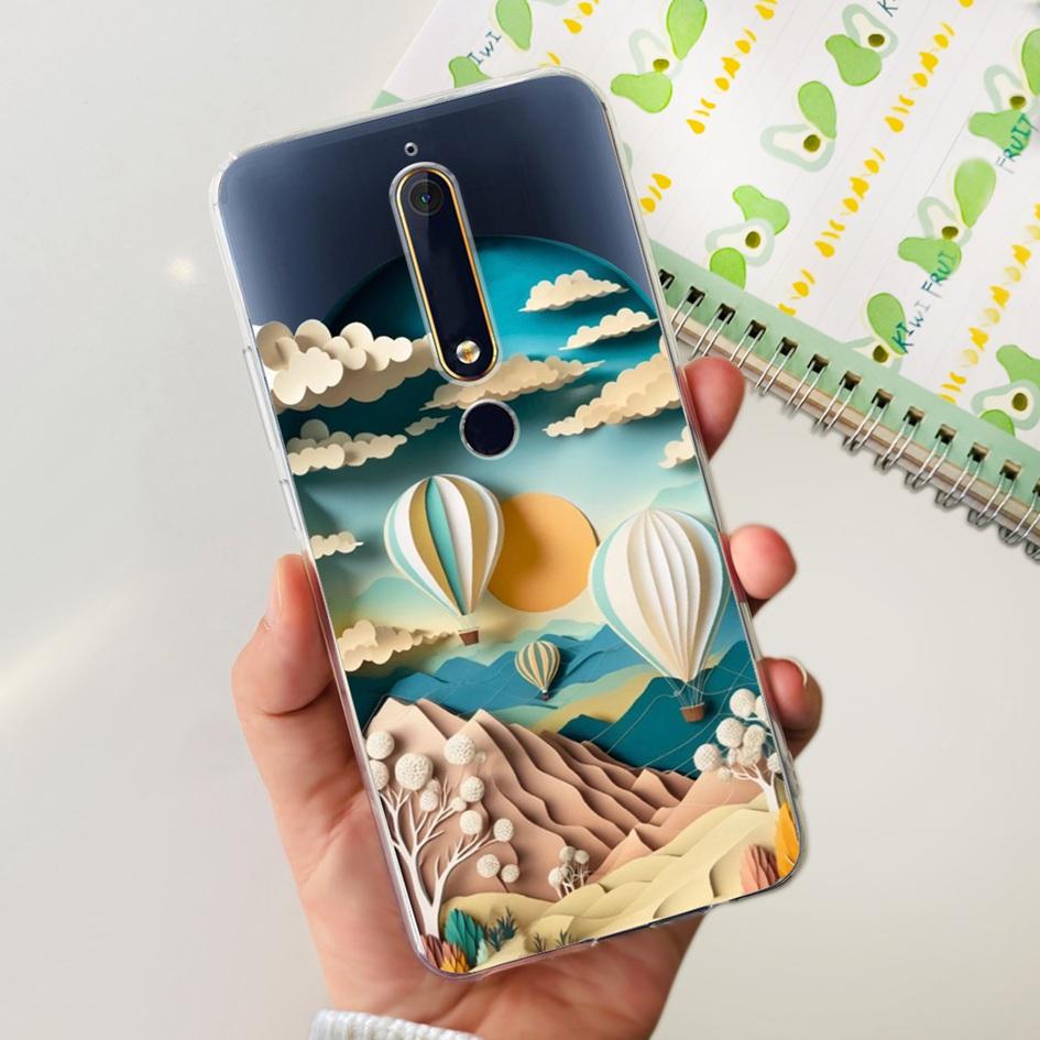 For Nokia 6 2018 Case Fashion Flower Soft Silicone Bumper For Nokia 6.1 Cover TA-1043 TA-1045 TA-1054 TA-1050 TA-1068 Phone Case